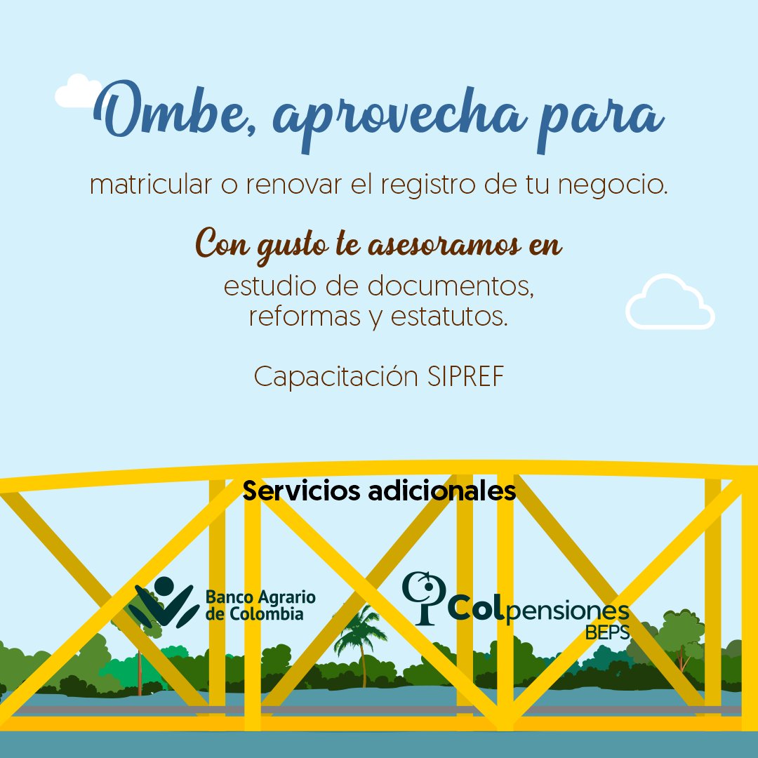 ccmonteria's tweet photo. ¡Llega la ruta Cámara al municipio de Cereté!
.
.
.
.
Campañas de información, formación empresarial y asesorías en tu municipio
Próximamente, viernes 21 de octubre de 2022
Casa de la Cultura
Hora: 8:00 a.m. https://t.co/Vykwv9XFNc