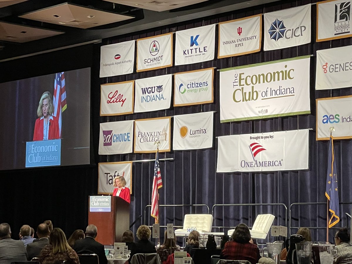 A pleasure to hear from <a href="/IndianaUniv/">Indiana University</a> President Pamela Whitten at the <a href="/EconomicClubIN/">Economic Club of Indiana</a> today, sharing her vision for the future of our beloved IU. #NeverDaunted