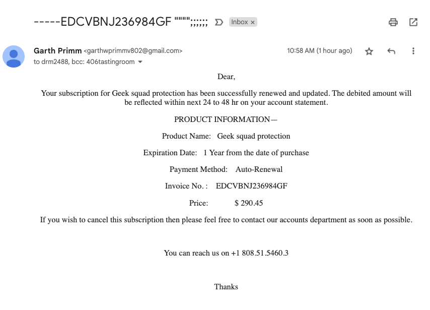 At first it was AARP envelopes that signaled to you the world thinks you're old. Now, understandably, it's phishing emails from Geek Squad lol.