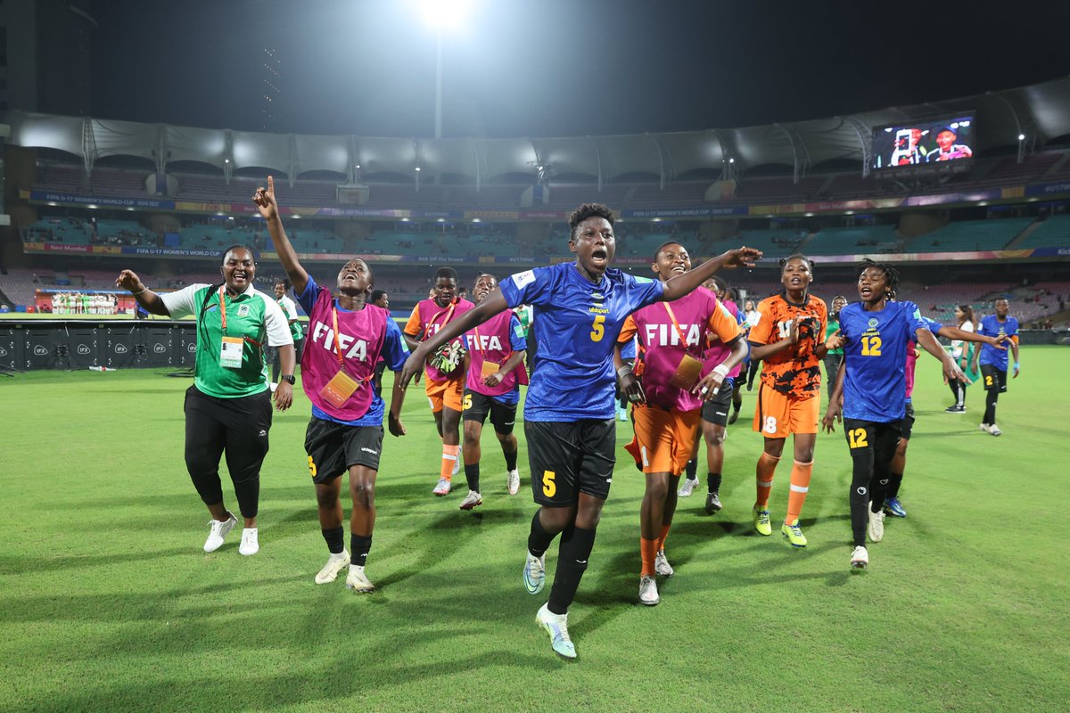 FIFAWWC's tweet photo. History made! #U17WWC debutants, @Tanfootball, are going to the knockout stages! 👏🇹🇿

#KickOffTheDream https://t.co/vM3RiyUQAr