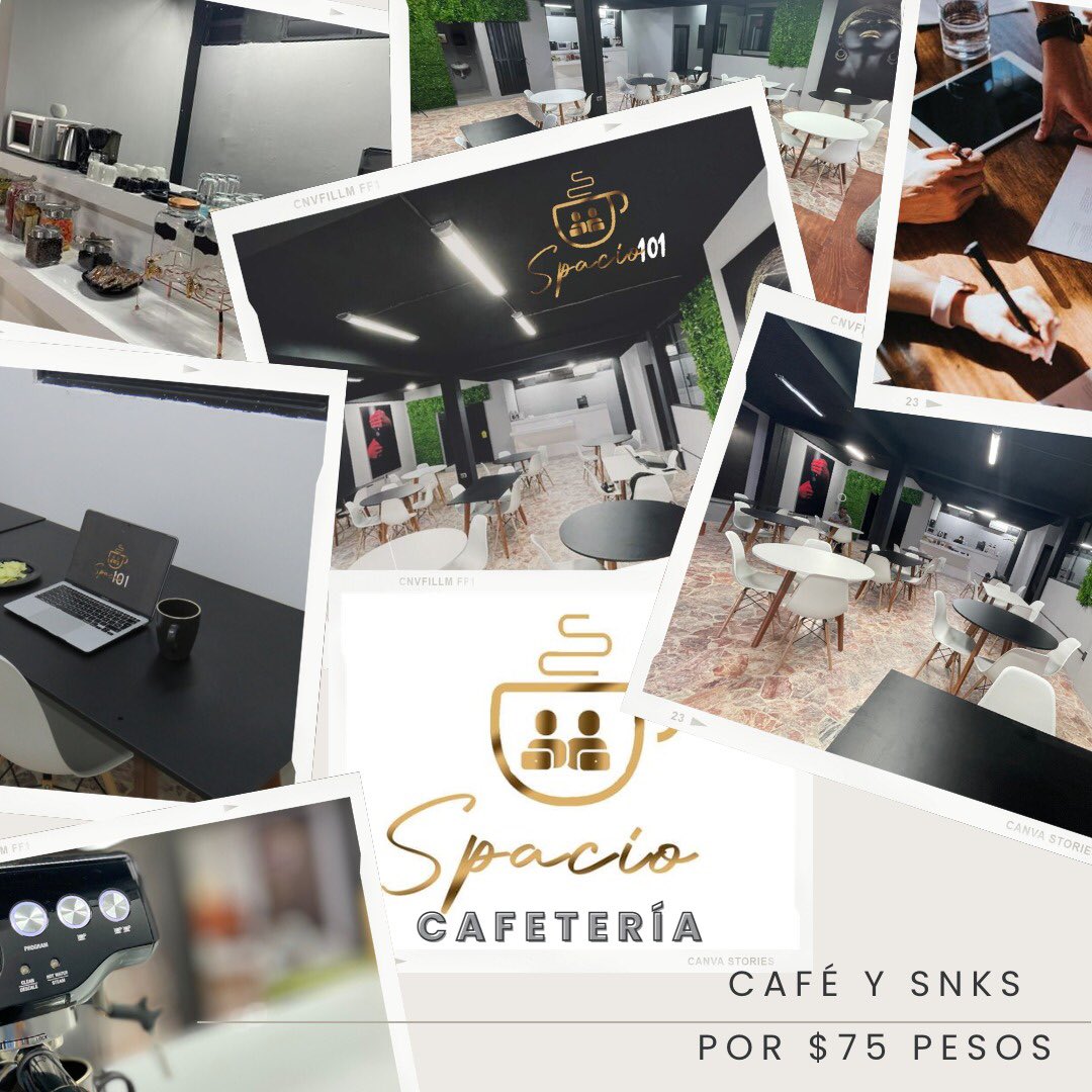 Spacios101's tweet photo. ¿Ya conoces el concepto de Time Café? 

🖥 Espacios para trabajar 
💡 Comodidad 
💫 Wifi 
⌛ Café ilimitado 
🥨 Snaks ilimitados
#Tuxtla #Cafecito #cafeteriaentuxtla #chiapasmexico https://t.co/qDJ0dxdAh3