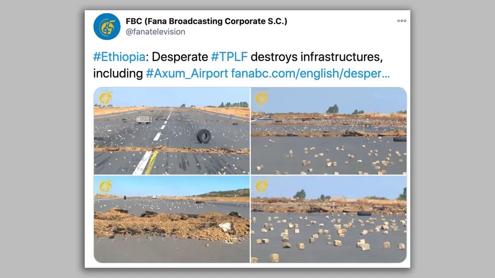 RahelWeldeab's tweet photo. Resumption of humanitarian aid via Shire Airport is a very positive devt esp. since the ppl of #Tigray are starving bc of #TPLFTerroristGroup adventurism. Should be recalled that #TPLF destroyed Axum Airport in Nov 2020, making air transportation of aid impossible. #SayNoMore https://t.co/Jw9KmedDtb