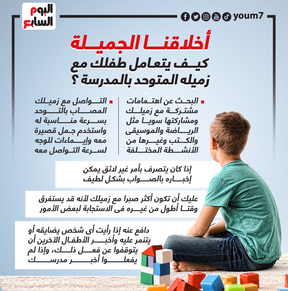VideoYoum7's tweet photo. أخلاقنا الجميلة.. كيف يتعامل طفلك مع زميله "المتوحّد" بالمدرسة؟

#أخلاقنا_الجميلة
#تجمل_بالأخلاق https://t.co/i4ktx6xhaU