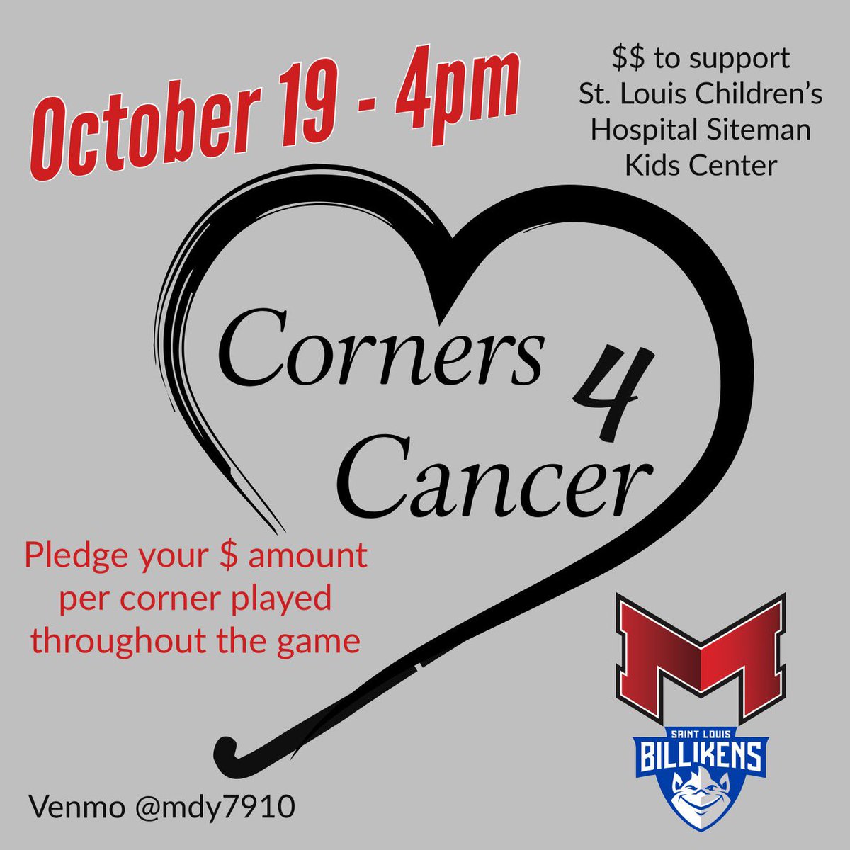 Two days left to pledge $$ towards our Corners 4 Cancer event! ALL donations/pledges will go to St. Louis Children’s Hospital!⁣ ⁣ Pledge here: forms.gle/8d4GawSZ4Pwsja…