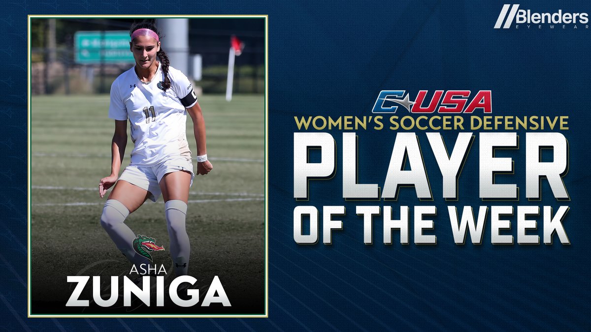 ConferenceUSA's tweet photo. ⚽️ 𝗣𝗹𝗮𝘆𝗲𝗿 𝗼𝗳 𝘁𝗵𝗲 𝗪𝗲𝗲𝗸 ⚽️

@UAB_WSOC’s Asha Zuniga (@ashazuniga) is the #CUSAWSOC Defensive Player of the Week presented by @BlendersEyewear!

🏅3️⃣ | https://t.co/6tGTl1yQZu https://t.co/zyhaRyU0QH