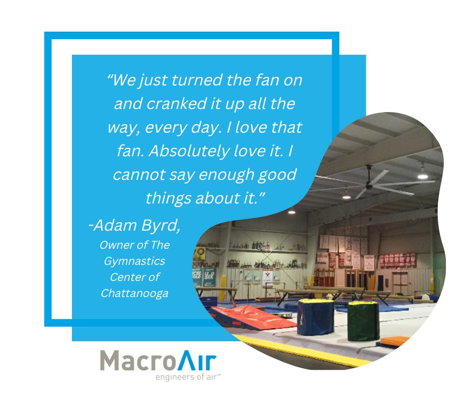 The Gymnastics Center of Chattanooga was running the AC all day attempting to keep up with the heat &amp; humidity. Our fans created a major cooling effect for everyone 😎