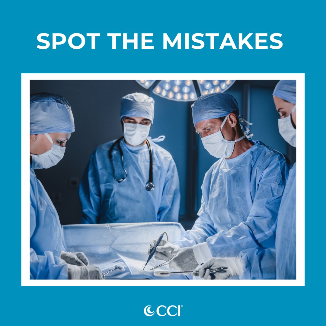 cci_nurses's tweet photo. Can you spot the mistakes in this operating room photo? 👀 https://t.co/NJ4GNgSSTy
