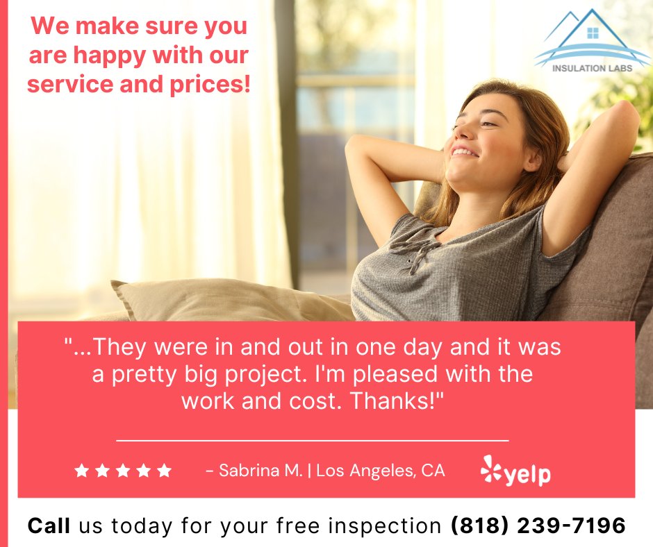 Insulationlabs's tweet image. Here&apos;s proof that our team goes above and beyond. Call us for a FREE inspection (818) 239-7196.