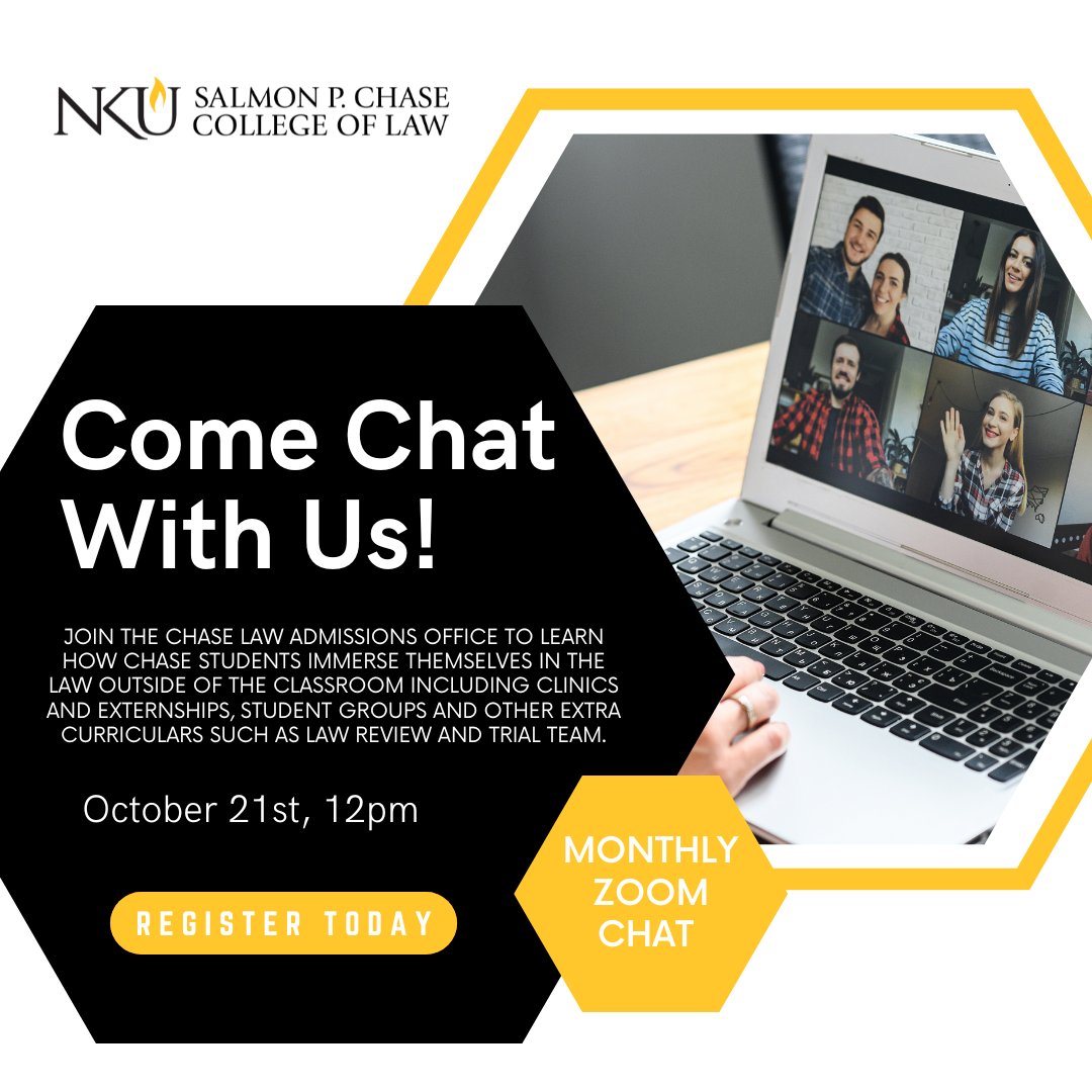 ChaseAdmissions's tweet photo. Monthly Zoom Talk - October 21st, 12pm (Tips as you finalize your personal statement and resume.)

Join the Chase Law Admissions Office to learn how Chase students immerse themselves with the law in and outside of the classroom.

Register Today- https://t.co/6ITc4lO5G6 https://t.co/2TuSNO8ywH