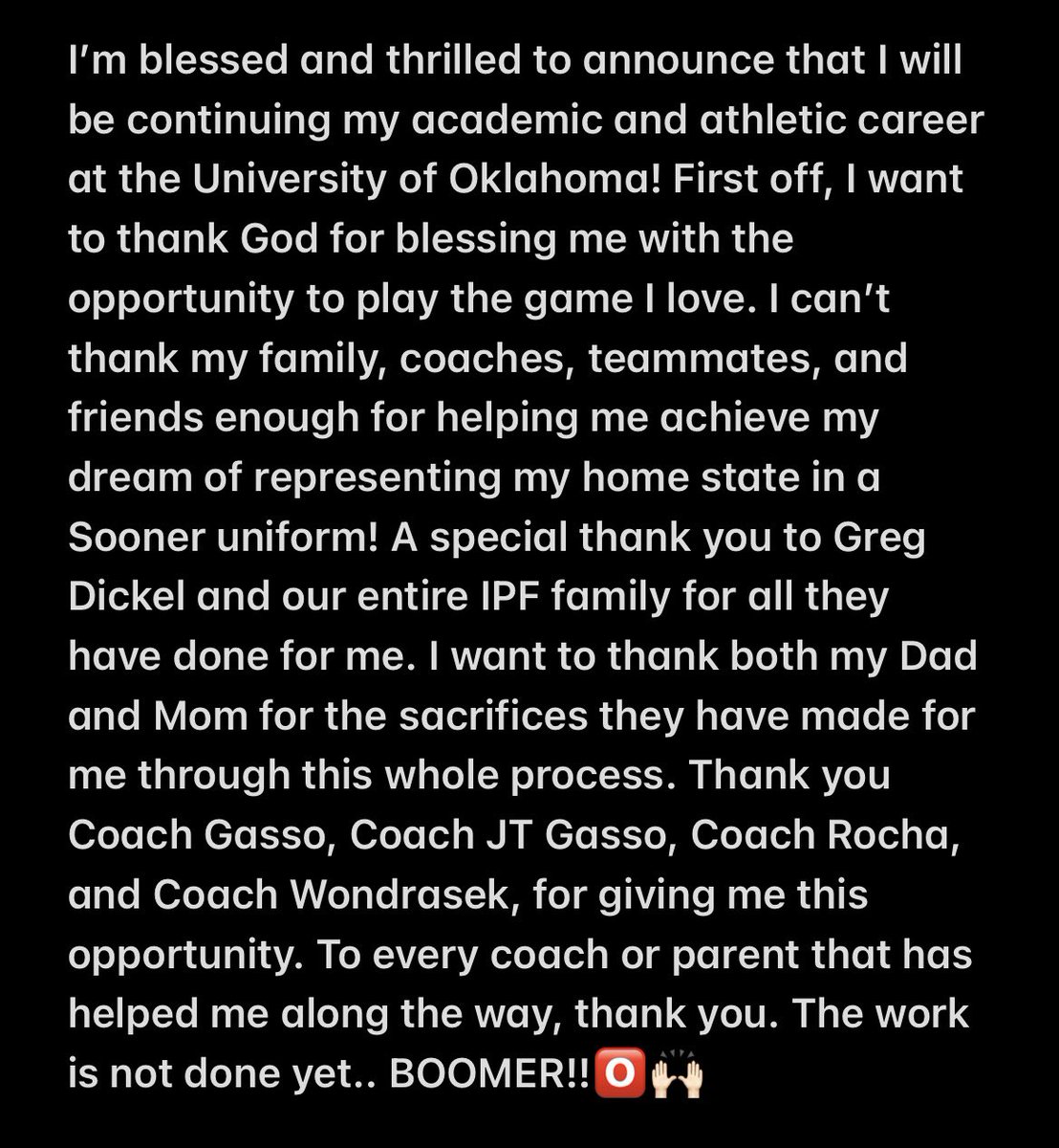 ChaneyHelton's tweet photo. I’m staying home… BOOMER‼️ 
@GassoPatty @jtgasso @coachjro @RyanWondrasek @OU_Softball @IowaPremierFP @CowetaTigersSB @VYPEOK @chhelt https://t.co/5x66RyoDcz