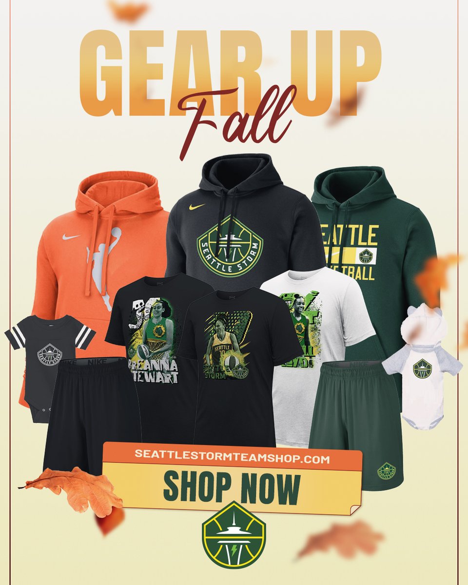 Fall is finally here! 🍂 Make a fall fashion statement with Storm gear! 🛒 seattlestormteamshop.com #TakeCover