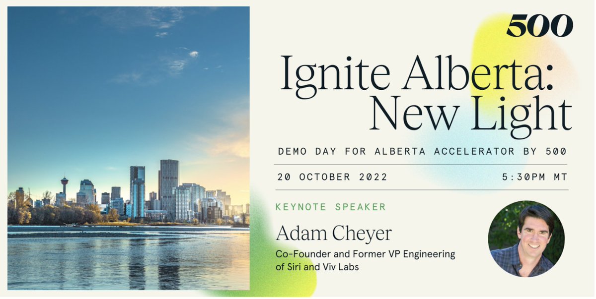 Mark your calendar on Thursday, October 20th from 5:30pm to 9:30pm MT for Demo Day of Alberta Accelerator by 500! Registration is free! ⬇️ eventbrite.com/e/ignite-alber…