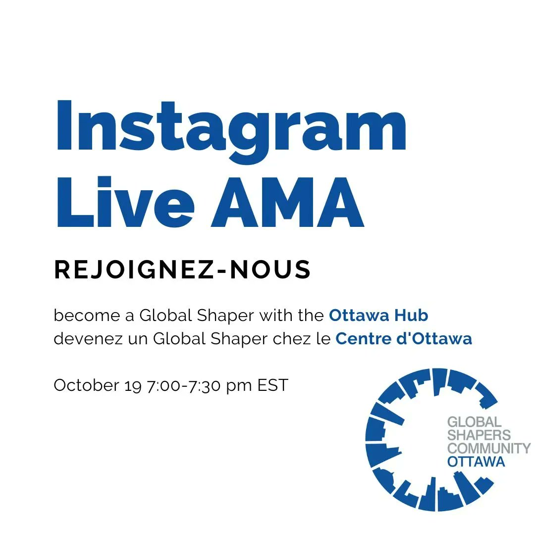 Ottawa Global Shapers 🇨🇦 (@ottawashapers) on Twitter photo We have less than a week to go until recruitment closes. We will be hosting a 20-minute Ask Me Anything Session on October 19th at 7:00 pm EST you can tune in via Instagram Live <a href="/OttawaShapers/">Ottawa Global Shapers 🇨🇦</a>
If you are ready to apply you can do so here: buff.ly/3ns4KA5 We have less than a week to go until recruitment closes. We will be hosting a 20-minute Ask Me Anything Session on October 19th at 7:00 pm EST you can tune in via Instagram Live <a href="/OttawaShapers/">Ottawa Global Shapers 🇨🇦</a>
If you are ready to apply you can do so here: buff.ly/3ns4KA5
