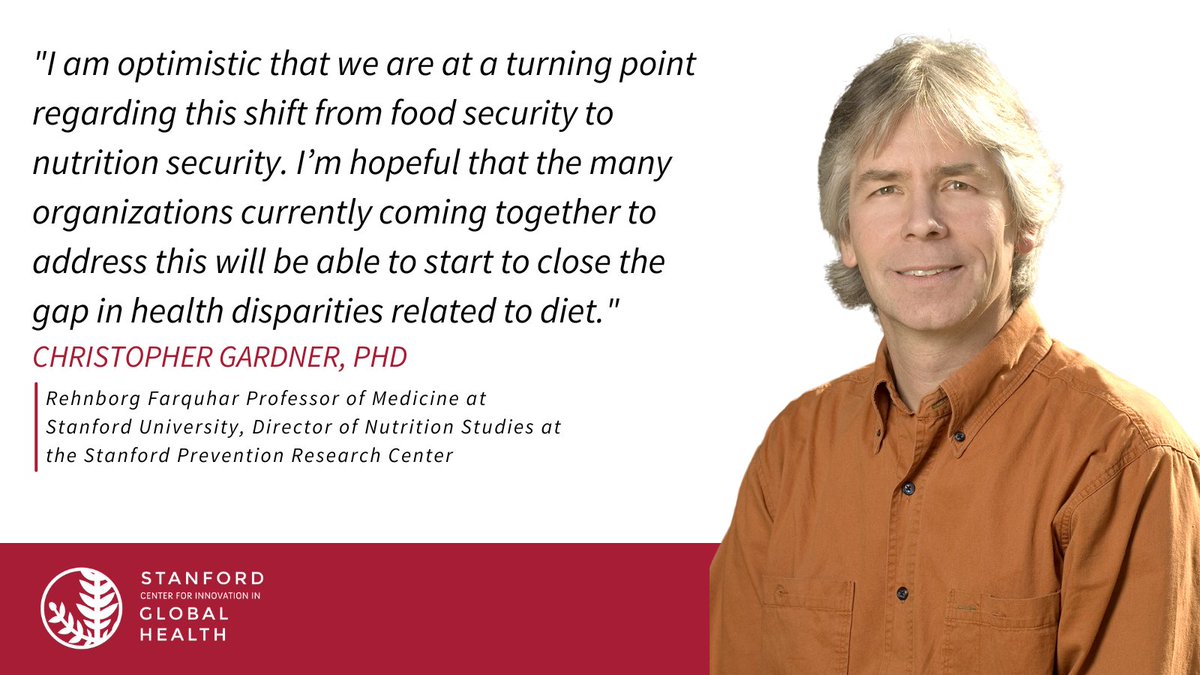 'I am optimistic that we are at a turning point regarding this shift from food security to nutrition security.' says @GardnerPhD in a recent interview with us on the intersection of healthy diets, health equity, & sustainability. #planetaryhealth globalhealth.stanford.edu/planetary-heal…
