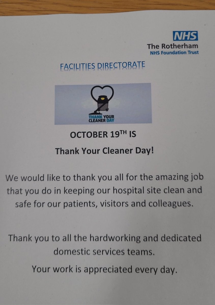 It's that time of year again. Tomorrow is global thank your cleaner day. Our domestic services team work incredibly hard to ensure our site is clean &amp; safe. 🙏