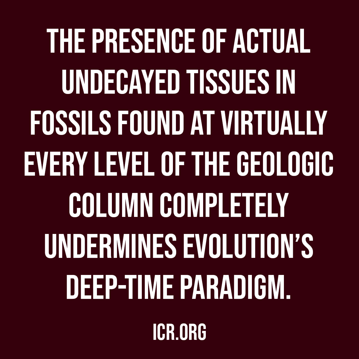 ⛰️ The presence of actual undecayed tissues in fossils found at virtually every level of the geologic column completely undermines evolution's deep-time paradigm. #FossilRecord #QuoteOfTheDay