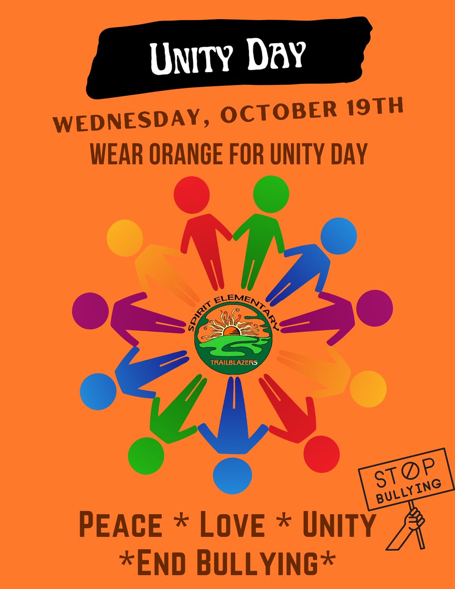 spiritbelieves's tweet photo. Got Orange?  Wear your orange attire tomorrow for Unity Day.  
Help show unity for kindness, acceptance and inclusion by sending a visible message that no child should ever experience bullying. @carrieadevaney https://t.co/XBAke3IWoV