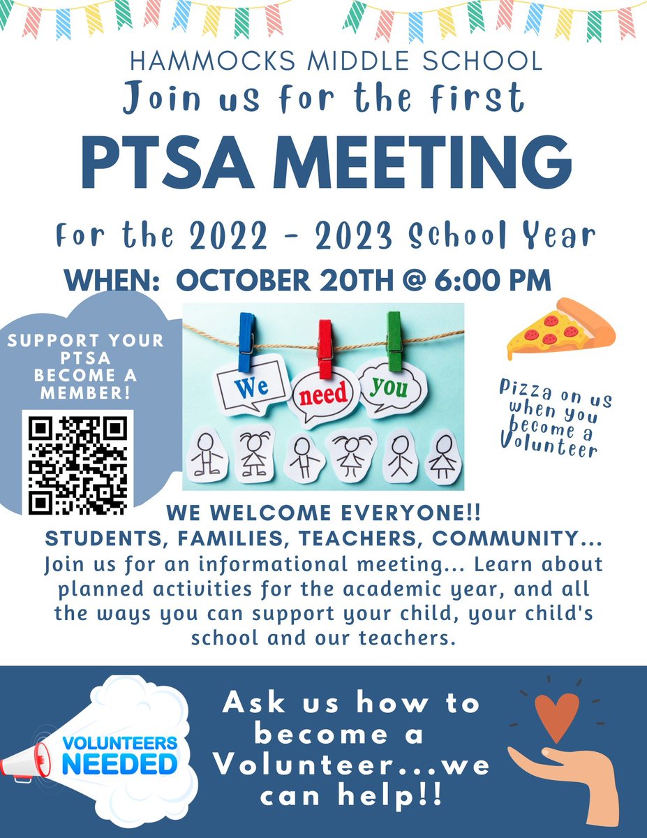 HammocksMiddle's tweet photo. Parents,Teachers,and Students make the PTSA. This collaboration empowers everyone and fosters success on every level. We invite you to our meeting on Thursday!#joinptsa
@SuptDotres @MDCPSSouth @mdccptaptsa https://t.co/2TuXDykWPc
