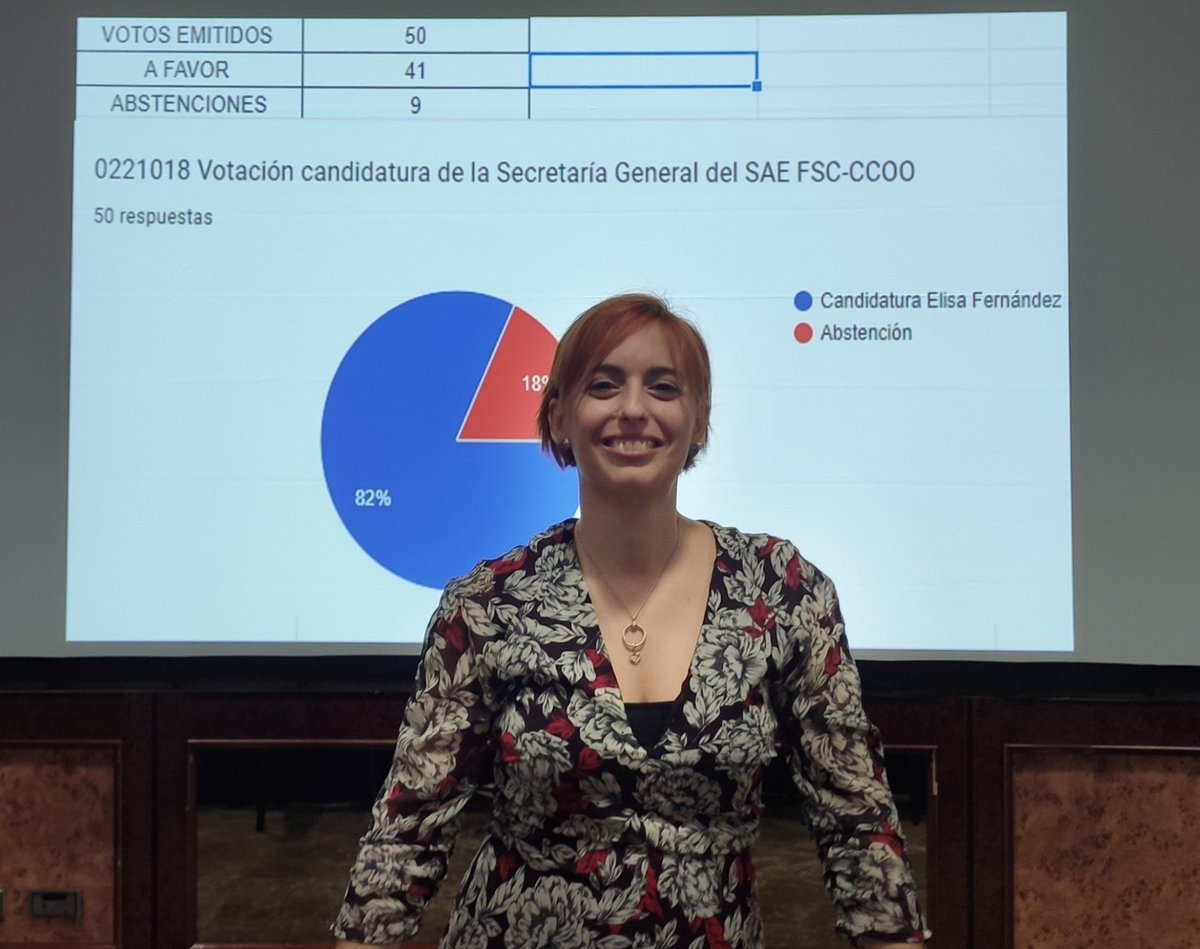 Enhorabuena a  Elisa Fernández Núñez <a href="/ElisaFernndez1/">Elisa Fernández Núñez 🔻</a>, elegida nueva secretaria general de CCOO sector AGE. Mucha suerte en esta nueva etapa 🍀💪