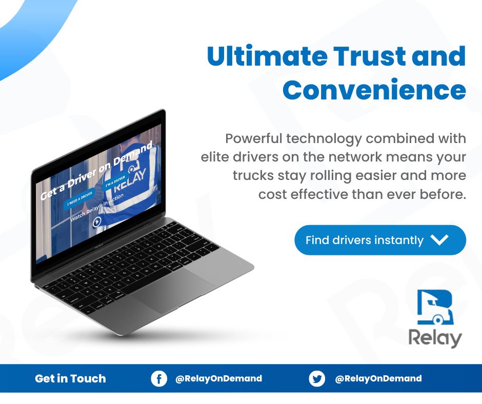 RelayOnDemand's tweet photo. Ultimate Trust and Convenience 💯
With powerful technology &amp; elite drivers on the network,
your trucks stay rolling easier and more cost effective than ever before.

Find drivers instantly with Relay⬇
🌐https://t.co/El8JK00vcr

#relayondemand #driver
#truckingapp https://t.co/0qQgapHc6A