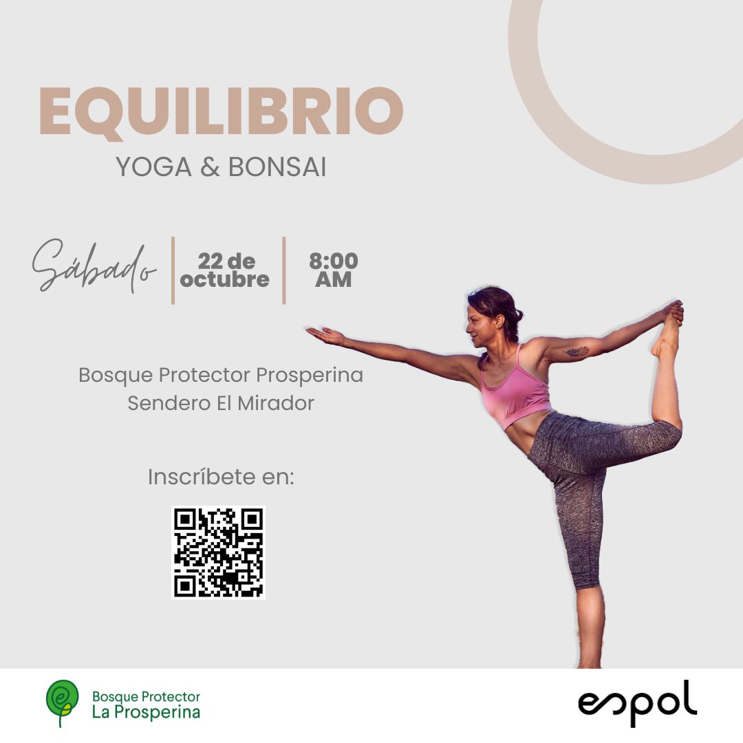 Te invitamos este sábado 22 de octubre a "EQUILIBRIO: YOGA &amp; BONSAI", un espacio para conectarte con la naturaleza en nuestro Bosque Protector. 🧘🏻‍♀️🧘🏻‍♂️🍃🌳

🔗Regístrate

¡Cupos Limitados! ¡Te esperamos! ✨🌱

#Yoga #Bonsai #BPP 💚