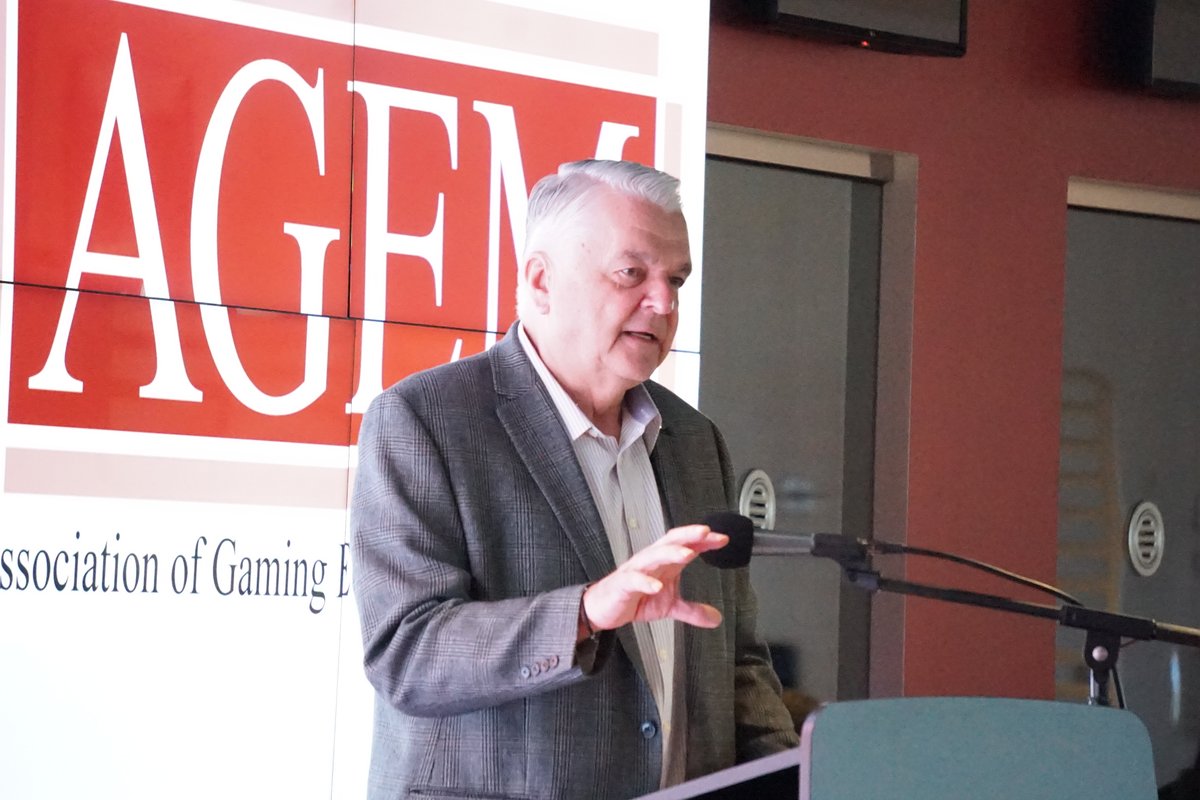 SteveSisolak's tweet photo. Nevada’s gaming industry is one of the best in the world because of partnerships with the Association of Gaming Equipment Manufacturers &amp; @UNLV_OED 🎰

Your innovation, leadership, &amp; cutting edge technology keeps Nevada booked, busy, and creates jobs! https://t.co/cm31DP3Uu0