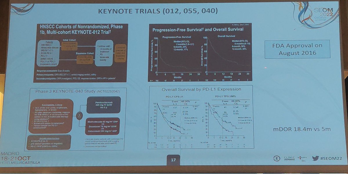 #SEOM22
Revisión del tratamiento de #cabezaycuello #HNSCC por Dra. Basté
📌 Sala Castilla
🕖 19:00h
<a href="/_SEOM/">SEOM</a>
👇🏼