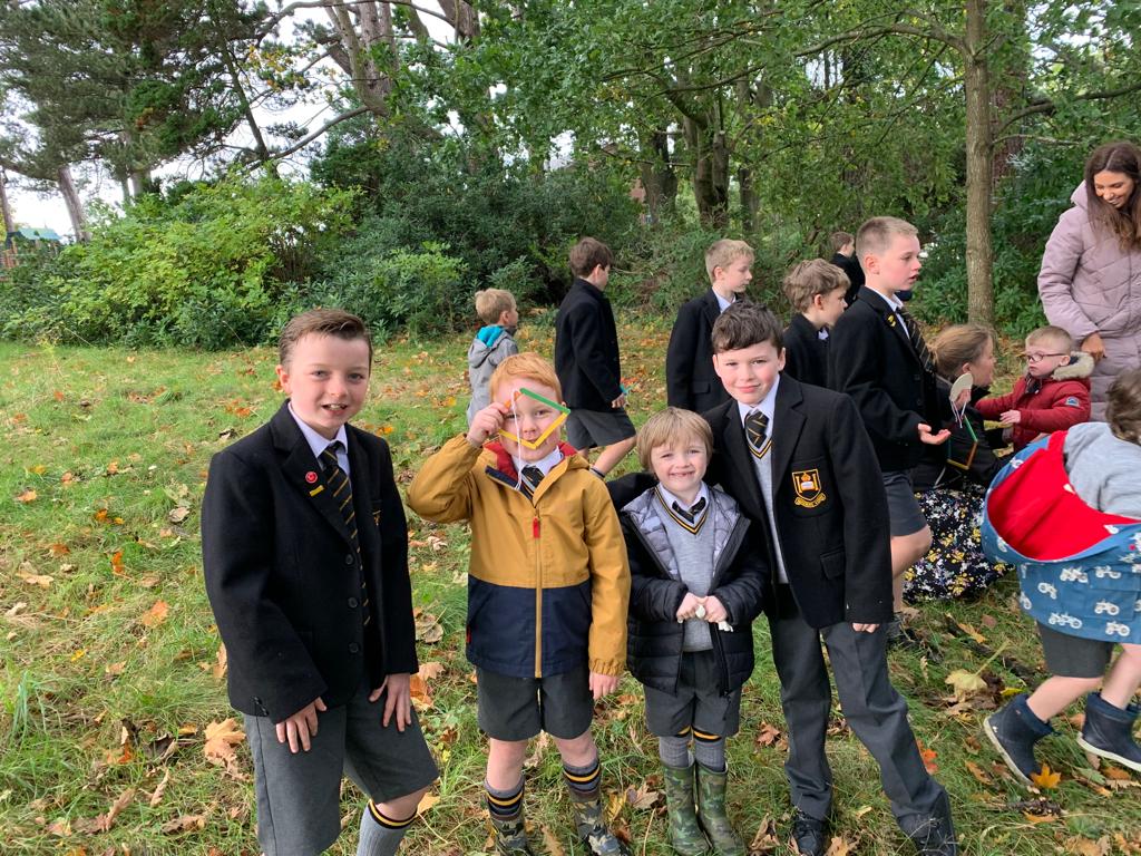InchmarloPrep's tweet photo. P6 took P1 and P2 out on a shape hunt amongst the beautiful Inchmarlo trees. The P6 boys were very impressed with the P1's 2D shape knowledge and P1 have made lots of new "big" friends. 
#mathsweek2022 #inchmarloitallstarrshere https://t.co/vM9ZanGCnN