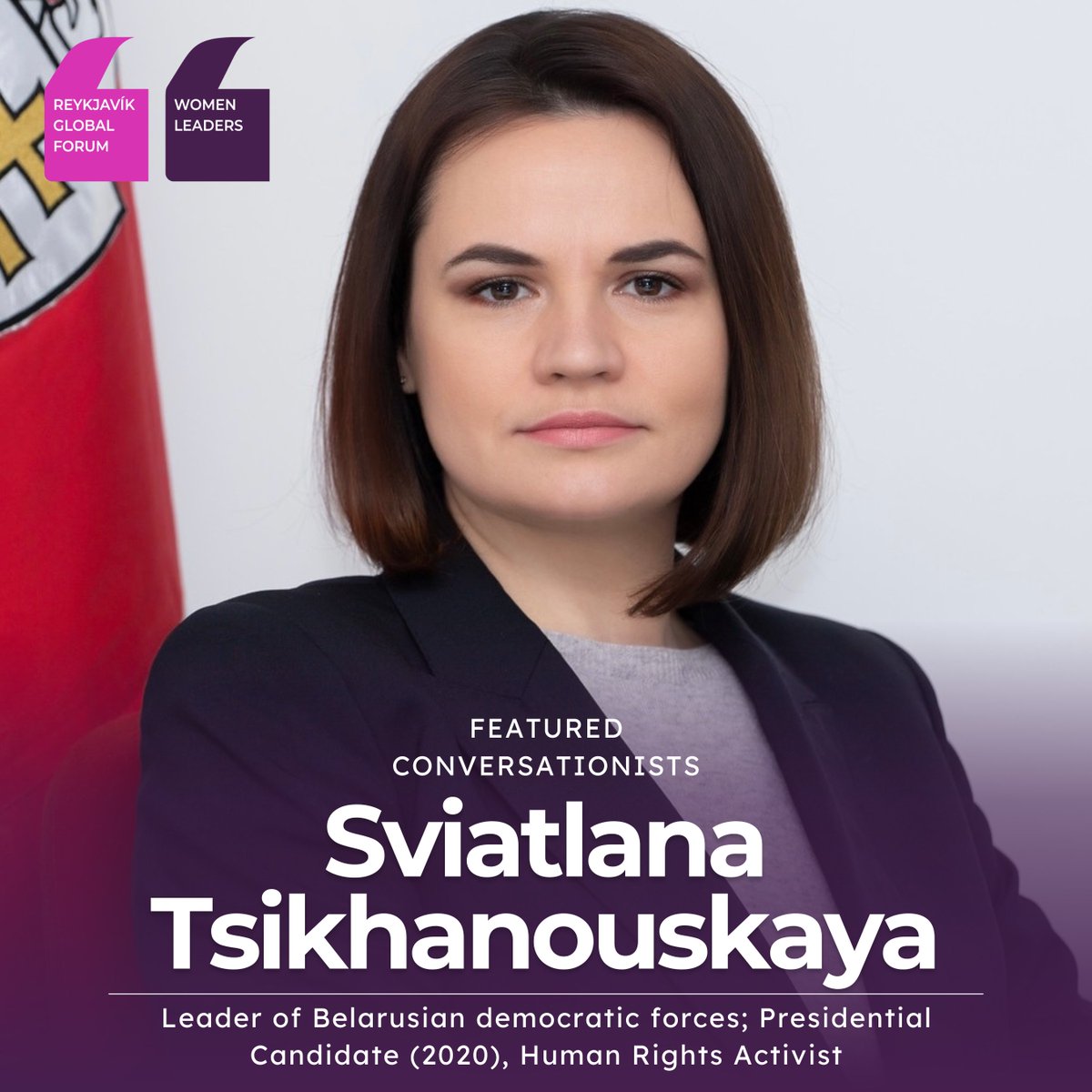 We are excited and honored to welcome Sviatlana Tsikhanouskaya to Reykjavík in November! Have you registered for the Forum this year? #PowerTogether #reykjavik22