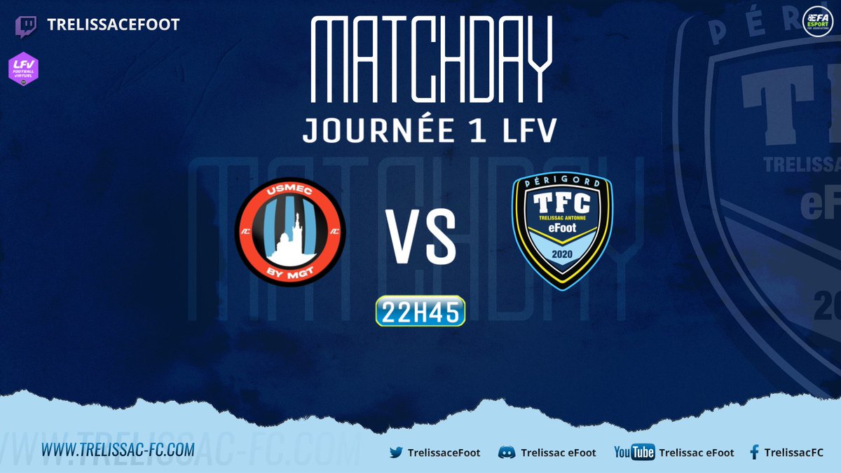 Trelissac eFoot 🇨🇵 (@trelissacefoot) on Twitter photo 🚨 Programme du soir en <a href="/LFV_ESPORT/">LIGUE DE FOOTBALL VIRTUEL</a> <a href="/eSportFA_FR/">ESPORT FOR ASSOCIATIONS</a>
Première journée dans cette ligue , on doit aller chercher les 3 points.
⏰ 22h45
🆚️ @UsmecByMgt
Good luck à vous messieurs.
Nos joueurs sont prêts à en découdre.
#LetsgoTFC
<a href="/TrelissacFC/">Trélissac Antonne Périgord FC</a> <a href="/GinoTFC/">GinoTFC</a> <a href="/AlbernyJ/">ALBERNY Johann</a> 🚨 Programme du soir en <a href="/LFV_ESPORT/">LIGUE DE FOOTBALL VIRTUEL</a> <a href="/eSportFA_FR/">ESPORT FOR ASSOCIATIONS</a>
Première journée dans cette ligue , on doit aller chercher les 3 points.
⏰ 22h45
🆚️ @UsmecByMgt
Good luck à vous messieurs.
Nos joueurs sont prêts à en découdre.
#LetsgoTFC
<a href="/TrelissacFC/">Trélissac Antonne Périgord FC</a> <a href="/GinoTFC/">GinoTFC</a> <a href="/AlbernyJ/">ALBERNY Johann</a>