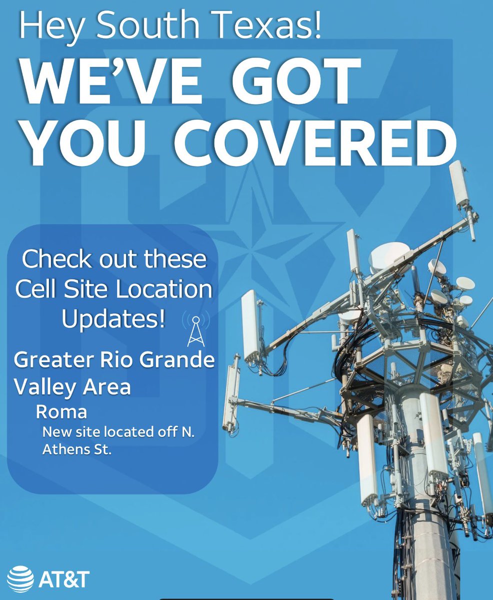STXspeaks's tweet photo. Hey Twitter! New cell site builds are up and active in Roma, Georgetown, and Humble! #alwaysimproving #alwaysbebetter #WeGotSTXCovered @LuisSilva_STX @gowestregion @stxsigteam @STXSpeedsetters https://t.co/P7yLw3TOWH