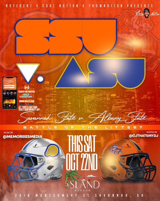 #ASUvsSSU Saturday ! Road Trip to Savannah ! Let’s beat them and turn up after ! Tickets available now ⬇️⬇️

weltp.com/event/ssuvsasu
<a href="/djtrayradio/">DJ Tray</a>