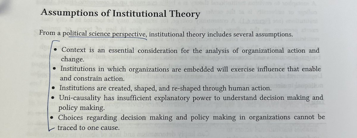 alclem02's tweet photo. Context, influence, and policy making as aspects of the Institutional Theory. The political science frame of this theory is really drawing on my experience as a politics major in undergrad: every decision we make it politically charged #VTorgtheory https://t.co/RGMJOWJR1N