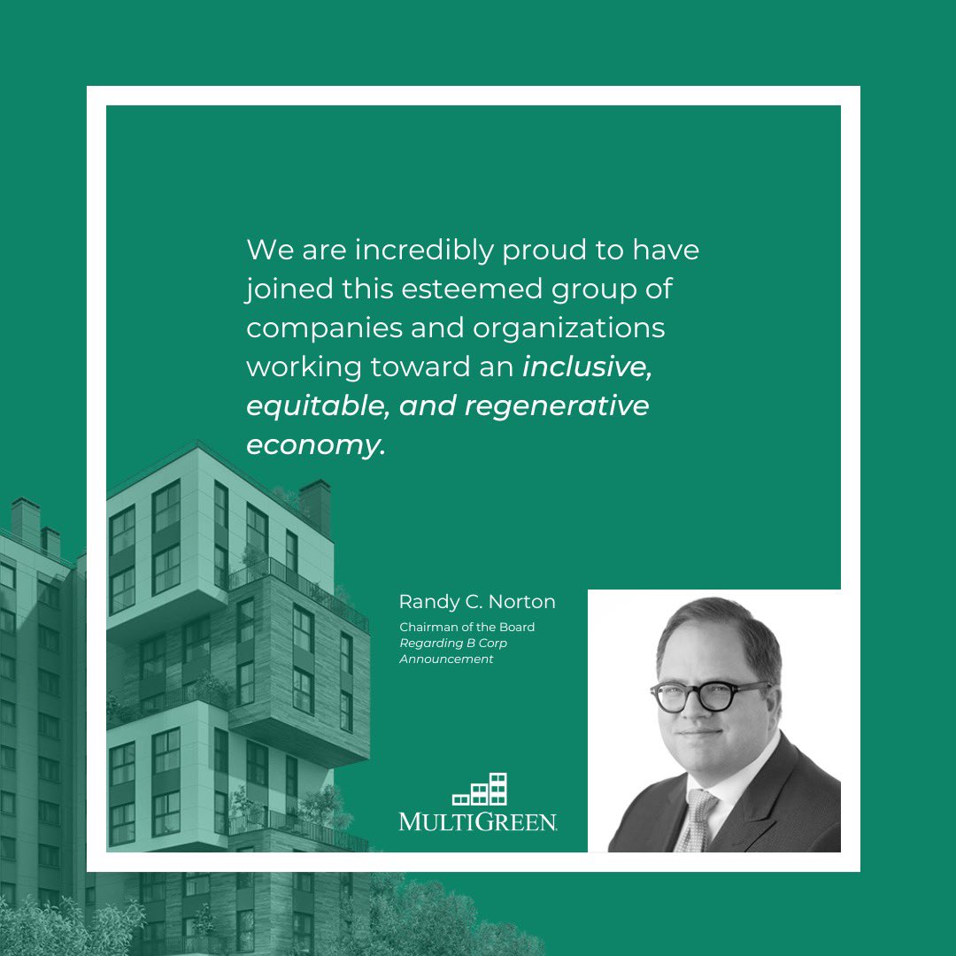 ThinkMultiGreen's tweet photo. “We are incredibly proud to have joined this esteemed group of companies and organizations working toward an inclusive, equitable, and regenerative economy.” —Randy C. Norton 

#sustainability #bcorporation #thinkmultigreen https://t.co/2Nv5jXWZn9