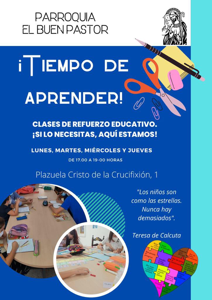 elbuenpastormlg's tweet photo. Ya están en marcha nuestras clases de #apoyo y #refuerzo #educativo, ¡gracias a los que colaboráis y ayudáis en la educación de nuestros niños! #tiempodeaprender @RafaPrezPallars @DiocesisMalaga https://t.co/TtwDFQ4OQJ