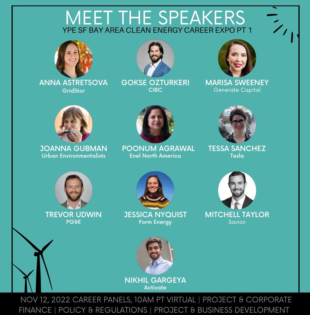 Our 2nd annual (virtual) Clean Energy Career Expo! Pt 1 of the event on Saturday, November 12th will showcase 3 career panel sessions covering Project &amp; Corporate Finance, Policy &amp; Regulations, and Project &amp; Business Development. Sign up today!
ow.ly/x7Hl50LeAUG