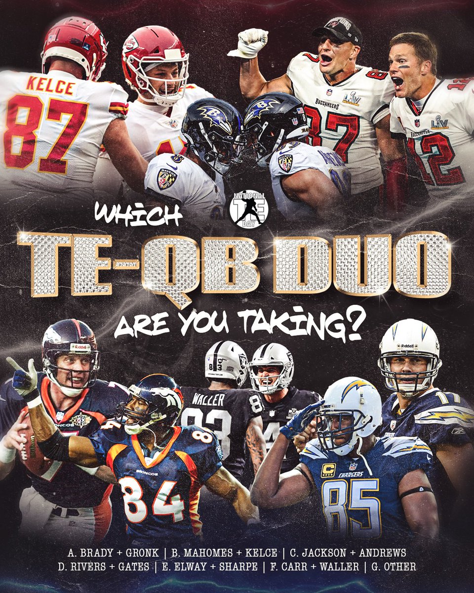 NFL's tweet photo. Who is the most iconic duo?
📆: #NationalTightEndsDay on Oct. 23 https://t.co/U8znvtRyNt