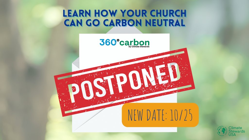 CStewards_USA's tweet photo. 👋 Heads-up! Tonight's webinar is postponed (thanks, Covid). Join us for the rescheduled time, next week Tuesday, October 25th at 8 pm ET. Learn how your #church can go #carbon neutral and join many Christians caring for God's creation.
✍️ https://t.co/qXlLjYG1DV https://t.co/b8devUOUKK