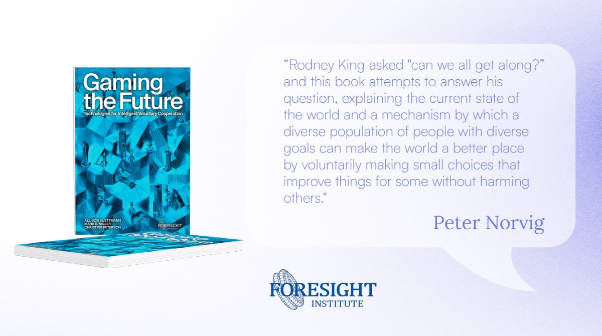 Safe to say that Peter Norvig @NorvigPeter gets our new book 'Gaming The Future', will you? Thank you Peter for such a super review! We're taking pre-orders if you would like to secure yourself a copy of this thought provoking and inspiring book, foresight.org/gaming-the-fut…