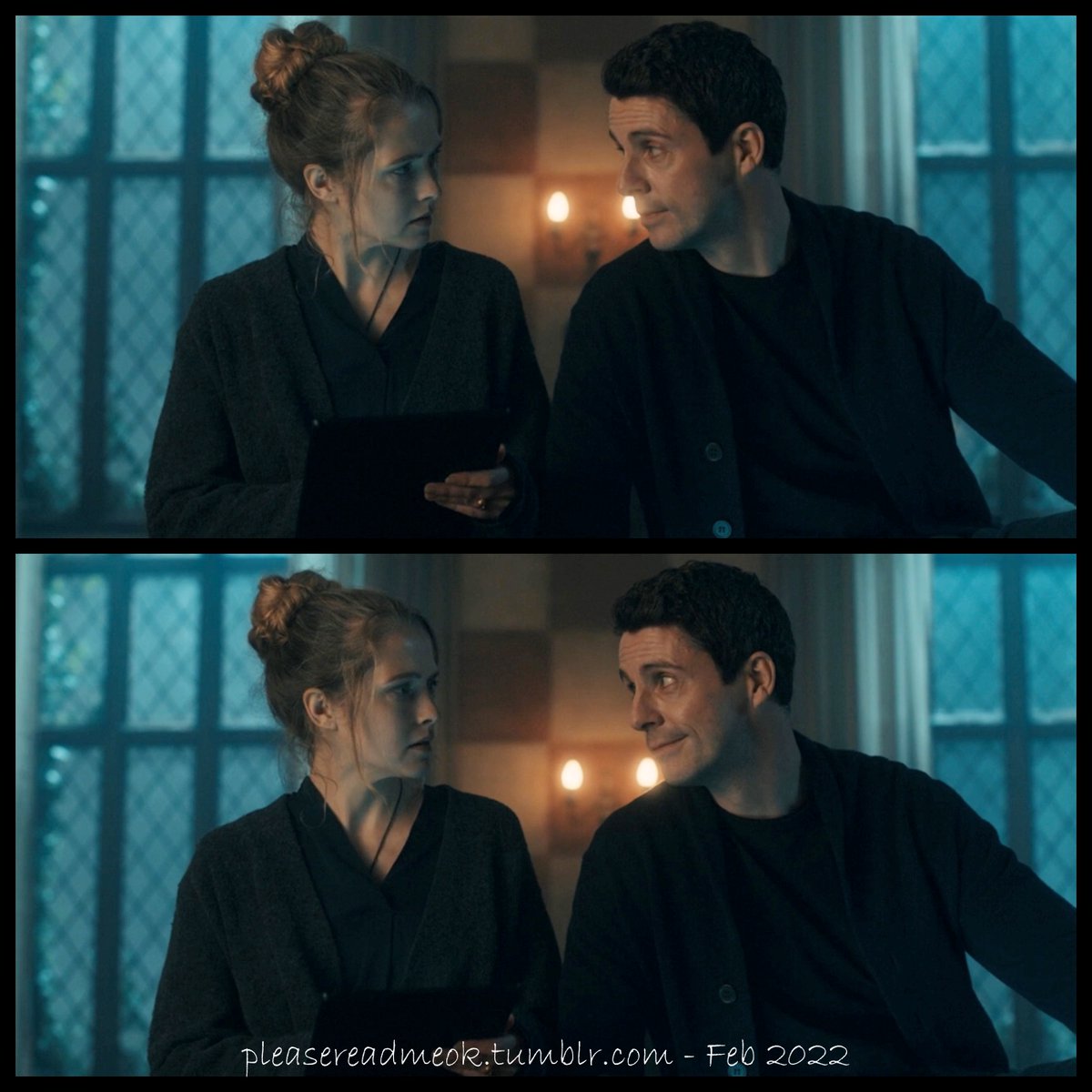 PleaseReadMeOK's tweet photo. Matthew is explaining something ‘sciencey’. No idea what. He’s just WAY too distracting [again]. 
📷 ADOW S3:07 my edit [from the draft file] #matthewgoode  #gooderewatch #teresapalmer #adiscoveryofwitches #adow #adows3 #adiscoveryofwitchesseason3 https://t.co/EJs9r7iS2h