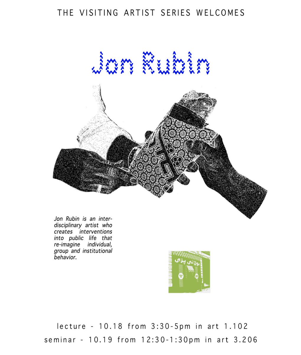 ❕Join us today, October 18 at 3:30pm, for a lecture with Jon Rubin as part of our Visiting Artists Program!