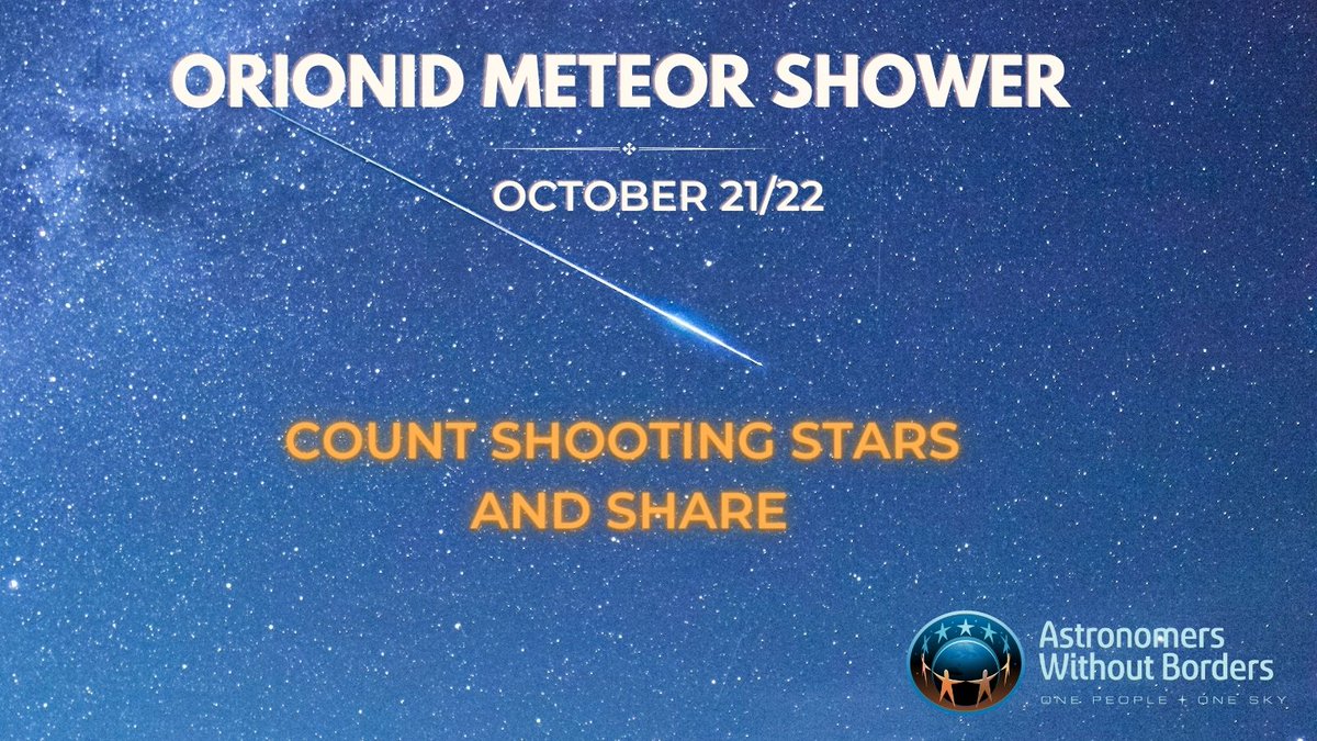 awb_org's tweet photo. Watch bits of Halley's Comet as the #orionidmeteorshower  peaks on Fri, Oct 21 evening into the early morning hours of Sat, Oct  22. Expect 10-20/hr shooting stars. Visible from both N/S Hemispheres.

Count how many meteors you see &amp; share your numbers with us in the comments. https://t.co/bZe72gse8D