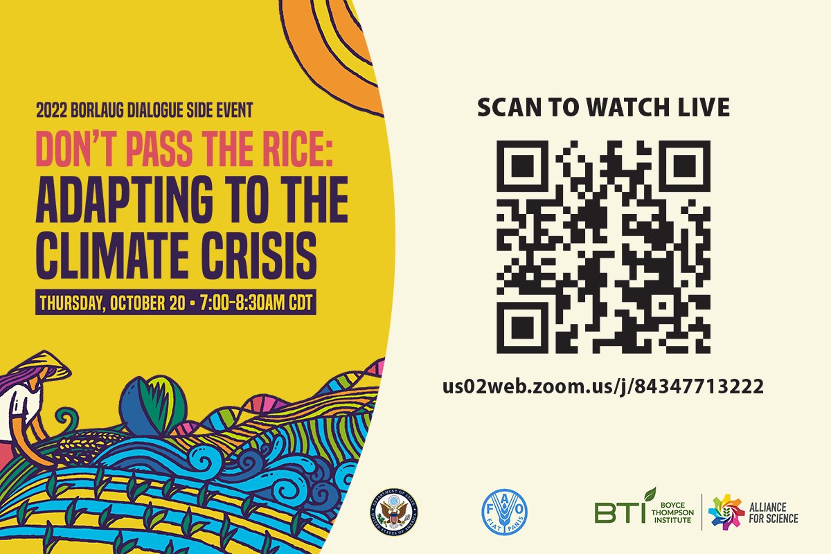 Alliance for Science (@scienceally) on Twitter photo How can biotech enhance #ClimateSmart agriculture and improve availability of our rice staples? 🌾
Hear more at the #DontPassTheRice side event at <a href="/WorldFoodPrize/">World Food Prize Foundation</a> 2022 #WorldFoodDay
youtube.com/watch?v=lO5iie… How can biotech enhance #ClimateSmart agriculture and improve availability of our rice staples? 🌾
Hear more at the #DontPassTheRice side event at <a href="/WorldFoodPrize/">World Food Prize Foundation</a> 2022 #WorldFoodDay
youtube.com/watch?v=lO5iie…
