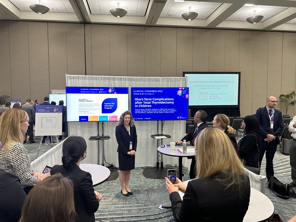 mehulvraval's tweet photo. Total thyroid in children has similar short term outcomes regardless of benign vs malig indication. @audra_reiter #ACS22 @NQUIRES1 @NMSurgery @LuriePedSurg https://t.co/E3mn6lASh1