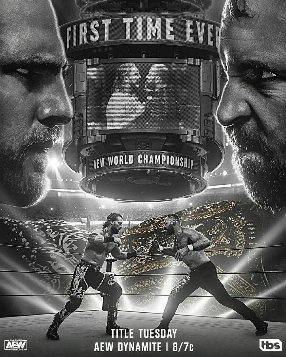 AEW's tweet photo. For the first time ever, #AEW World Champion @JonMoxley will face former #AEW World Champion #Hangman @theadampage LIVE in Mox’s hometown of Cincinnati, OH, at the Special TITLE TUESDAY #AEWDynamite! Watch TBS TONIGHT at 8pm ET/7pm CT! https://t.co/gcYejghWJq