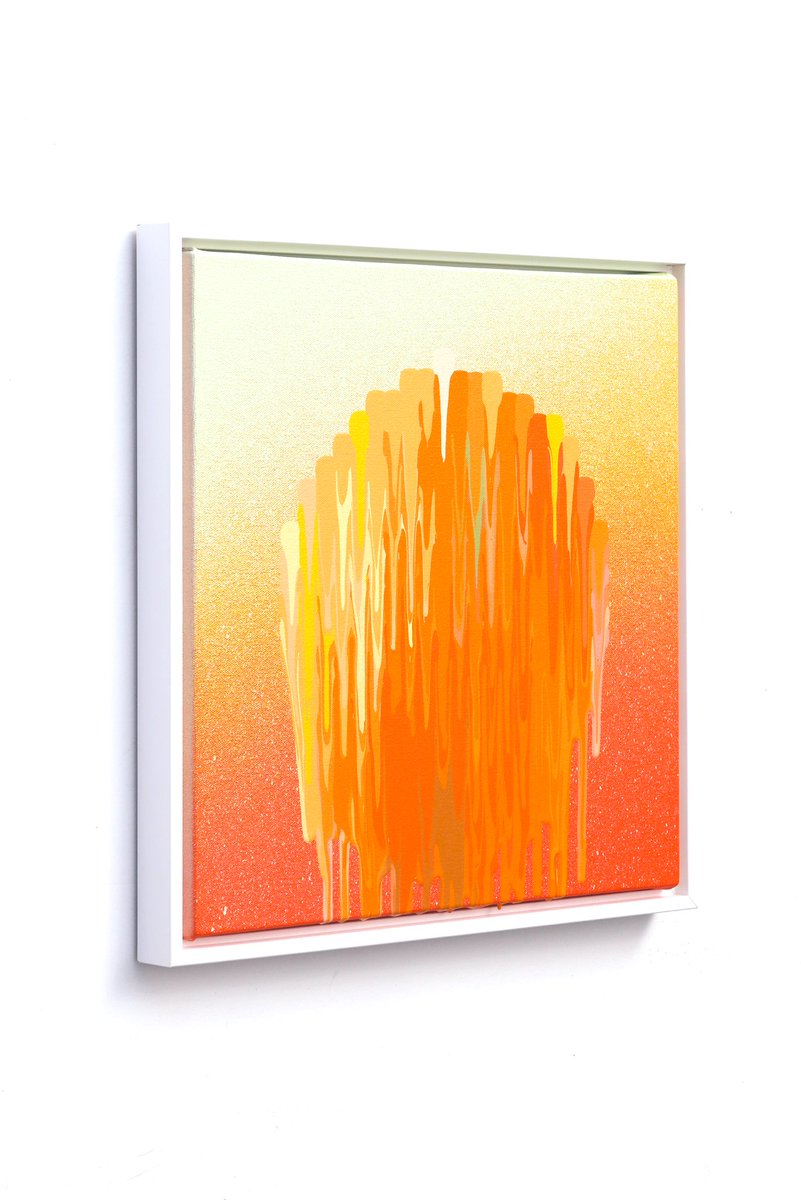 Here is one of the pieces in my small painting release happening tomorrow (10/19) at 9am CST on my website! Very Orange, 15”x15” acrylic on canvas. 🍊🍊 Link is in my linktree. 🔗