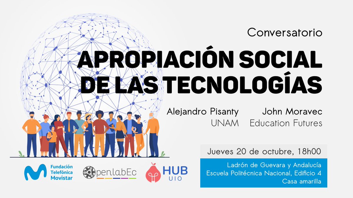 OpenlabEC (@openlabec) on Twitter photo 📅20/Oct | 18:00
📌Apropiación Social de las Tecnologías: acceso, desarrollo y apropiación ciudadana de las tecnologías en nuestros contextos
👉Registra tu asistencia: openlab.ec/actividad/apro…
📍En <a href="/EPNEcuador/">EPNEcuador</a>
🤗Presencial | Cupos limitados
También por: youtube.com/openlabec 📅20/Oct | 18:00
📌Apropiación Social de las Tecnologías: acceso, desarrollo y apropiación ciudadana de las tecnologías en nuestros contextos
👉Registra tu asistencia: openlab.ec/actividad/apro…
📍En <a href="/EPNEcuador/">EPNEcuador</a>
🤗Presencial | Cupos limitados
También por: youtube.com/openlabec