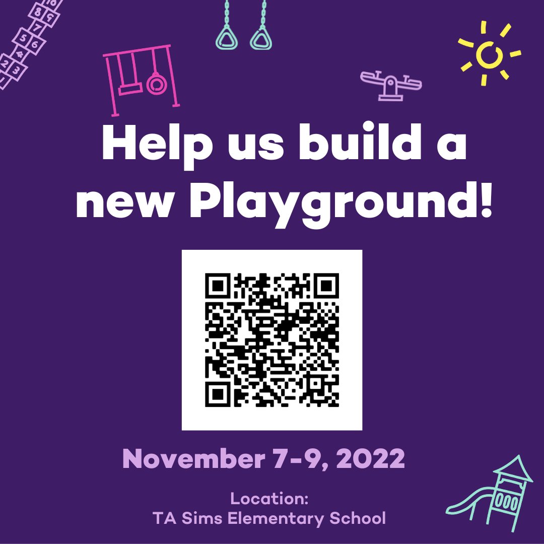 FortWorthISD's tweet photo. Help us build a new playground at TA Sims ES! Volunteer with FWISD November 7-9. See the flier for more details and follow the link below to sign up! https://t.co/6Ya0NJDzsB https://t.co/r91FNQID5O