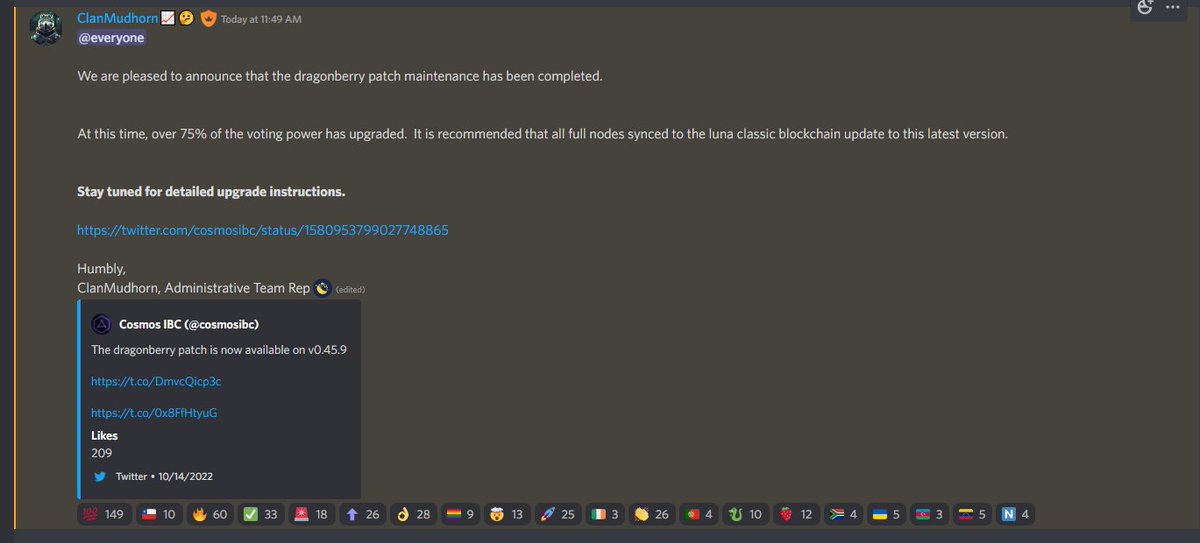 JesusMartinez's tweet photo. JUST IN : $LUNC Chain has NOW been UPDATED to the LATEST Cosmos patch.

DRAGONBERRY IS NOW LIVE ON #LUNC!

RETWEET TO SPREAD THE WORD 🔥🔥🔥 https://t.co/9vz5eHklR4