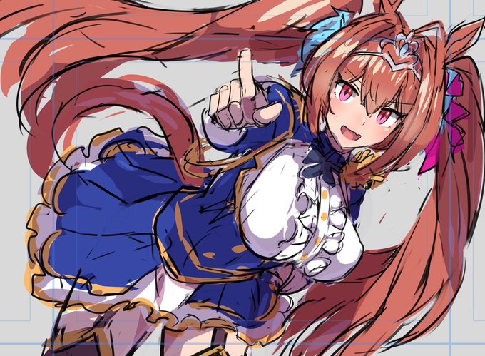 空いた時間で本日もカラーラフ詰めつめ。下半身のポーズ描き直し。ツインテも福笑い的に位置調整。 